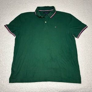 Tommy Hilfiger Men Green Knit Short Sleeve Polo Shirt